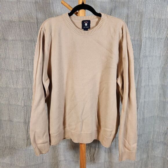 Vintage Ivy Crew Beige Cottage Core Fisherman 100% Cotton Crewneck Sweater, XL